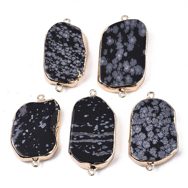 

PandaHall Natural Snowflake Obsidian Links Connectors, with Edge Golden Plated Iron Loops, Rectangle, 37~44x21~23x6mm, Hole: 1.6mm Snowflake...