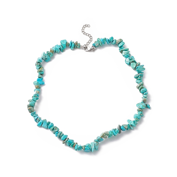 

PandaHall Dyed Synthetic Turquoise Chip Beaded Necklaces with 304 Stainless Steel Lobster Claw Clasp & Chain Extender, Choker Necklace for...
