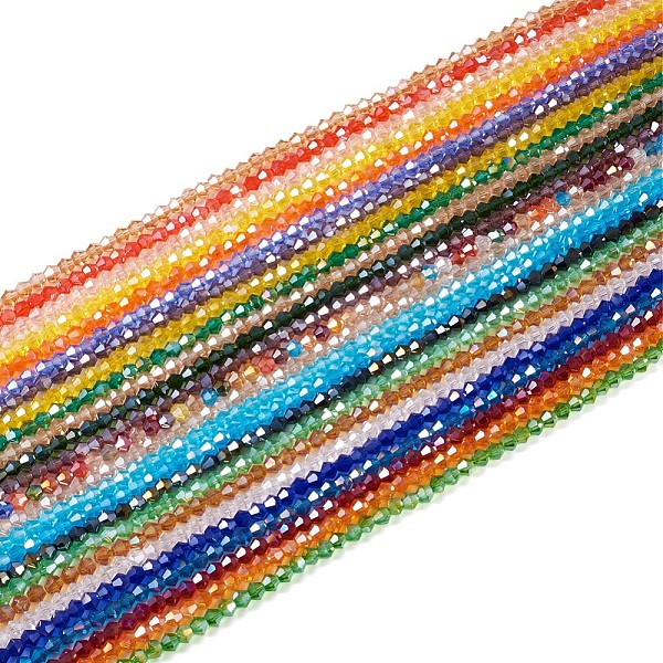 

PandaHall 25 Strands 25 Colors Transparent Electroplate Glass Beads Strands, AB Color Plated, Faceted, Bicone, Mixed Color, 4x4mm, Hole..., Multicolor