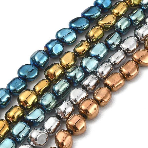 PandaHall Electroplated Synthetic Non-magnetic Hematite Beads Strands, Long-Lasting Plated, Rice, Mixed Color, 5~7x6~7x5~7mm, Hole...