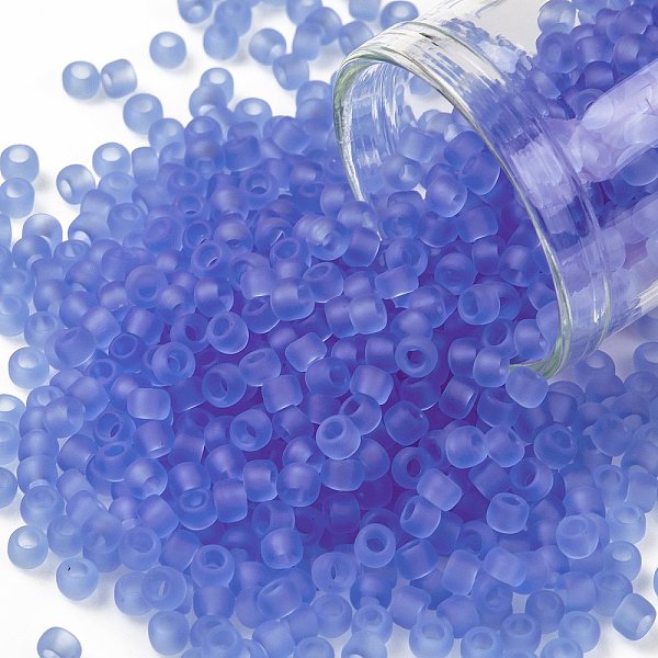 

PandaHall TOHO Round Seed Beads, Japanese Seed Beads, (13F) Transparent Frost Light Sapphire, 8/0, 3mm, Hole: 1mm, about 1110pcs/50g Glass..., Blue