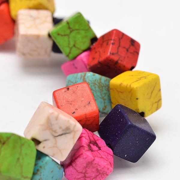 

PandaHall Cube Synthetic Turquoise Bead Strands, Dyed, Mixed Color, 12x12x8mm, Hole: 1mm, about 35pcs/strand, 15.7 inch Synthetic Turquoise..., Multicolor