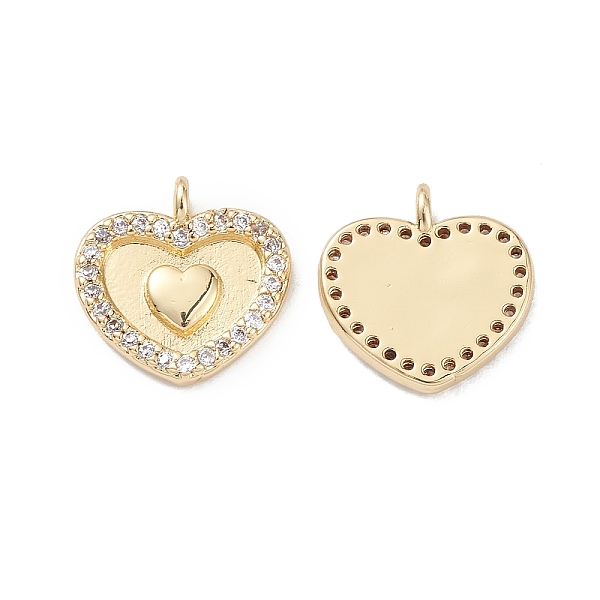 

PandaHall Rack Plating Brass Micro Pave Clear Cubic Zirconia Charms, Heart Charms, Long-Lasting Plated, Cadmium Free & Lead Free, Real 18K...