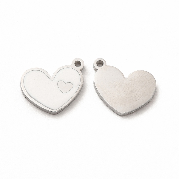 

PandaHall 304 Stainless Steel Enamel Charms, Heart, White, 13x10x1mm, Hole: 1.2mm Alloy+Enamel Heart White