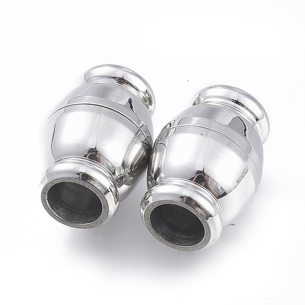 

PandaHall 304 Stainless Steel Magnetic Clasps with Glue-in Ends, Column, Stainless Steel Color, 18x12x12mm, Hole: 6mm Stainless Steel Column