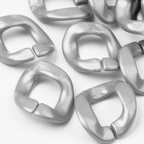 

PandaHall Opaque Acrylic Linking Rings, Quick Link Connectors, For Jewelry Curb Chains Making, Twist, Gray, 40x33x10mm, Inner Diameter...