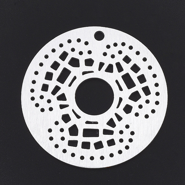 

PandaHall Aluminium Big Pendants, Laser Cut Big Pendants, Flat Round, Silver Color Plated, 50x1mm, Hole: 3mm Aluminum Flat Round