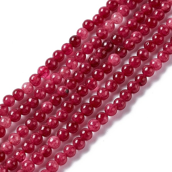 

PandaHall Natural White Jade Beads Strands, Dyed, Round, FireBrick, 2.5~3mm, Hole: 0.7mm, about 131pcs/strand, 15.75 inch(40cm) White Jade..., Red