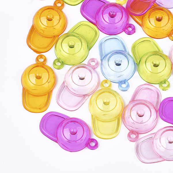 

PandaHall Transparent Acrylic Pendants, Hat, Mixed Color, 38x21.5x10.5mm, Hole: 2.5mm, about 320pcs/500g Acrylic Hat Multicolor