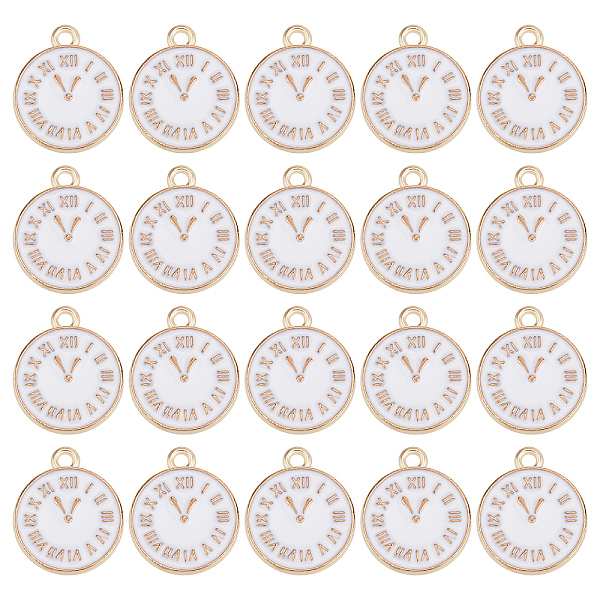 Clock Alloy Enamel Pendants