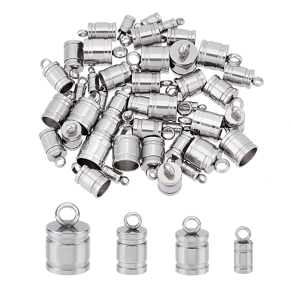 

PandaHall UNICRAFTALE 48pcs 4 Sizes Column Cord Ends 201 Stainless Steel End Caps 2/4/5/6mm Inner Diameter Smooth End Caps Terminators Cord...