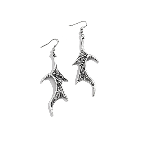 

PandaHall Alloy Dragon Wing Dangle Earrings, Gothic Jewelry for Men Women, Antique Silver, 90x30mm Alloy
