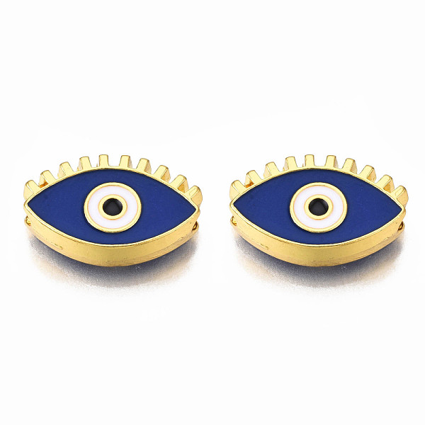 

PandaHall Rack Plating Alloy Enamel Pendants, Light Gold, Cadmium Free & Nickel Free & Lead Free, Horse Eye, Dark Blue, 12x18.5x4.5mm, Hole...