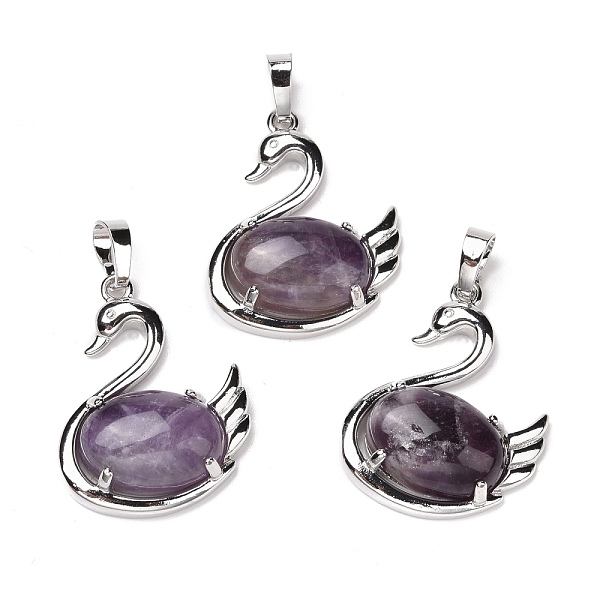 

PandaHall Natural Amethyst Pendants, with Platinum Tone Brass Findings, Cadmium Free & Lead Free, Swan, 32x25x7.3mm, Hole: 8mm Amethyst...