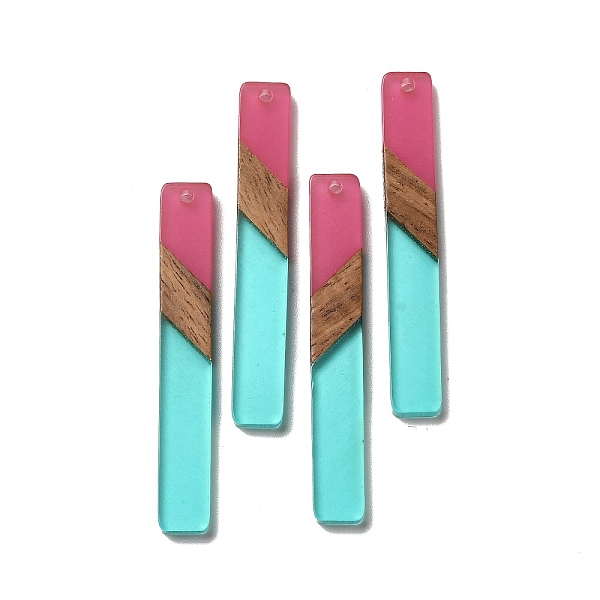 

PandaHall Opaque Resin & Walnut Wood Big Pendants, Rectangle Charms, Light Blue, 51.5x7.5x3.5mm, Hole: 2mm Resin+Wood Rectangle
