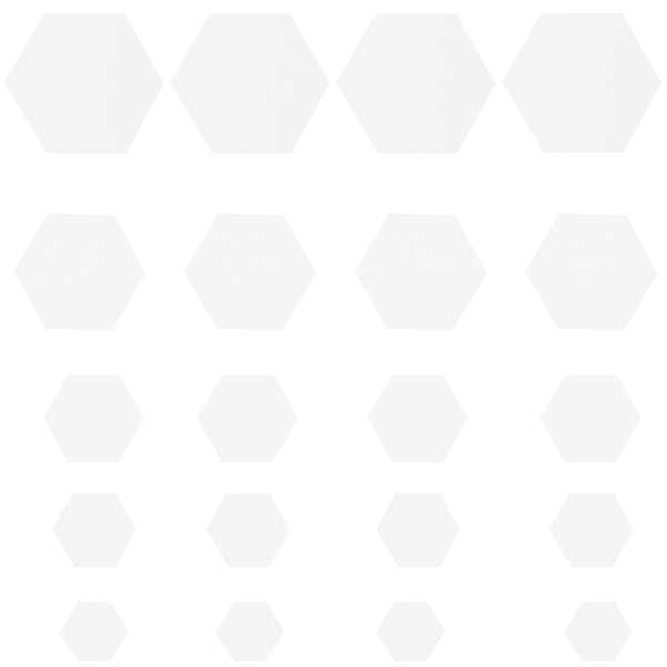 

PandaHall Gorgecraft 5 Bags 5 Styles Paper Quilting Templates, Hexagon, DIY Patchwork Sewing Crafts, White, 14~39x15.5~44x0.3mm, 100pcs/bag...
