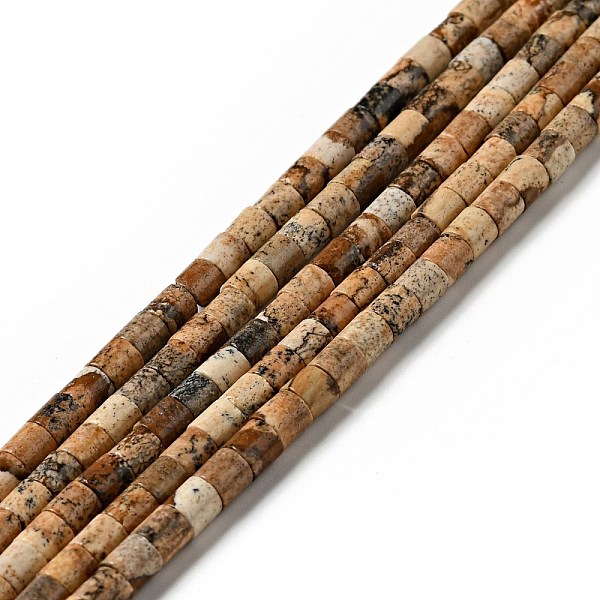 

PandaHall Natural Picture Jasper Beads Strands, Column, 4.5x4mm, Hole: 0.6mm, about 100pcs/strand, 14.96''(38cm) Picture Jasper Column