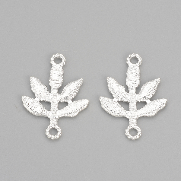 

PandaHall Brass Links, Leaf, Silver Color Plated, 25x17x1.5mm, Hole: 2mm Brass Leaf Silver