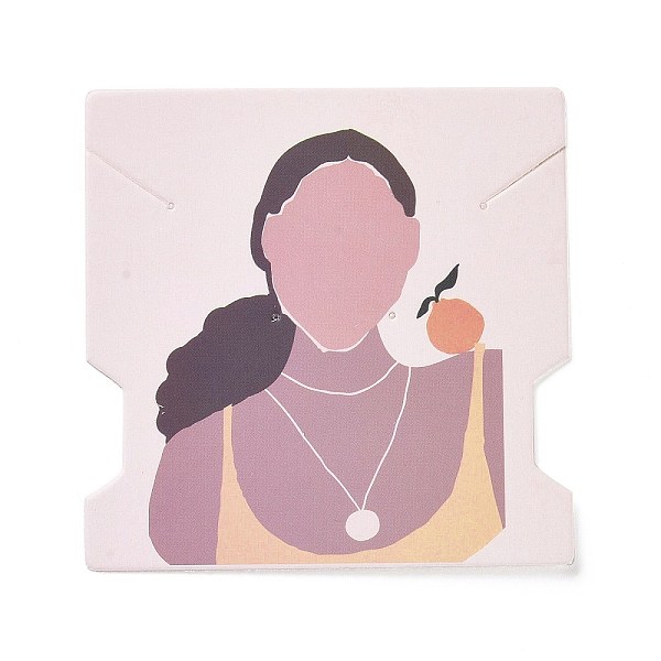 

PandaHall Paper Jewelry Display Cards, Earring Necklace Holder Cards, Square with Women Pattern, Rosy Brown, 7.4x7.4x0.03cm, Hole: 1mm Paper...