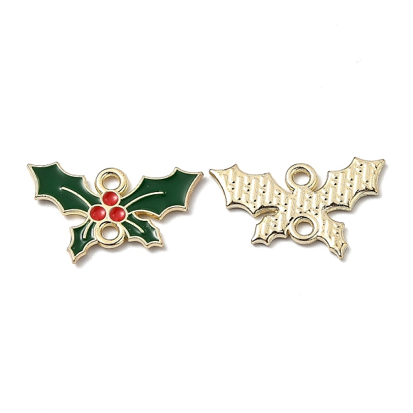 

PandaHall Alloy Enamel Links Connectors, Christmas Holly Leaves, Green, Golden, 13x20.5x1.2mm, Hole: 1.6mm Alloy Leaf Green