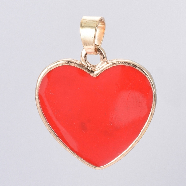 

PandaHall Light Gold Plated Alloy Pendants, with Enamel, Heart, Red, 25x24x2mm, Hole: 6x5mm Alloy+Enamel Heart Red