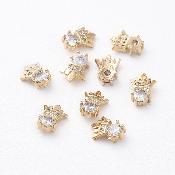 

PandaHall Alloy Cabochons, Nail Art Decoration Accessories, with Cubic Zirconia, Crown, Clear, Real 18K Gold Plated, 8x6mm Alloy+Cubic...