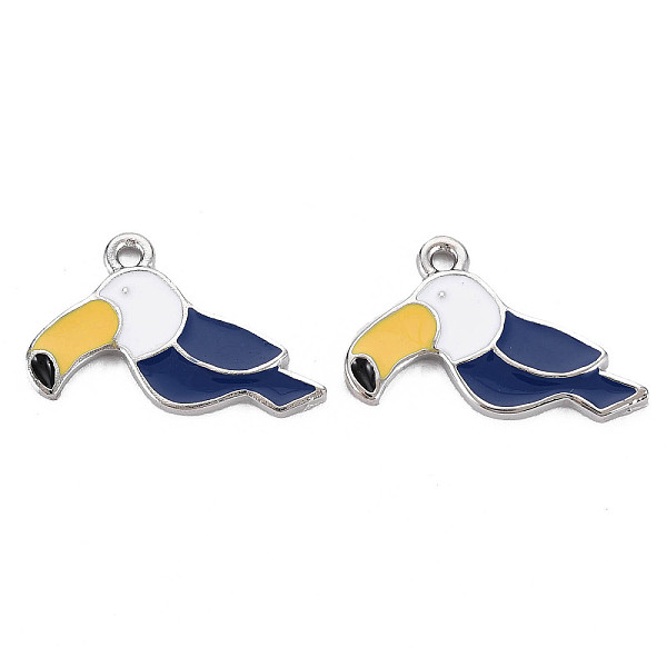 

PandaHall Rack Plating Alloy Pendants, with Enamel, Cadmium Free & Lead Free, Bird, Marine Blue, 14x23x2mm, Hole: 1.6mm Alloy+Enamel Bird