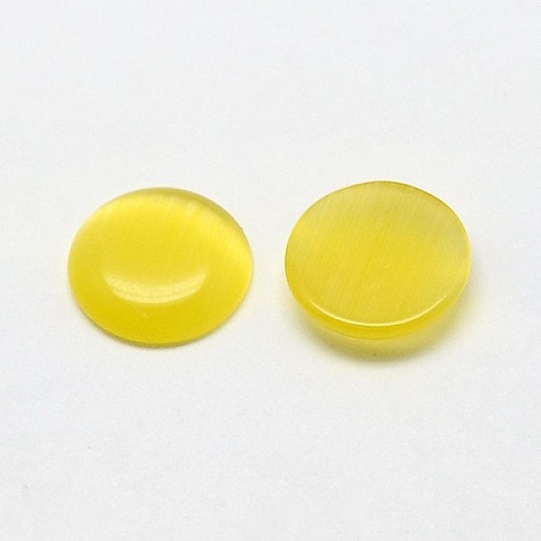 

PandaHall Cat Eye Cabochons, Half Round, Yellow, 20x3.5~5mm Glass Half Round Yellow