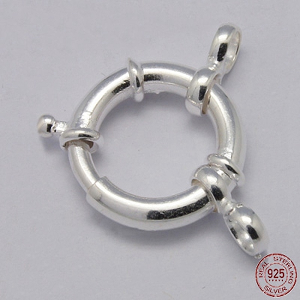 

PandaHall 925 Sterling Silver Large Spring Rings Clasps, Silver, 15mm Sterling Silver