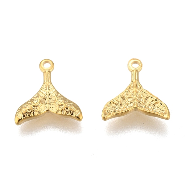 

PandaHall 304 Stainless Steel Charms, Textured, Fishtail, Golden, 26x25x3mm, Hole: 2.5mm 304 Stainless Steel Fish