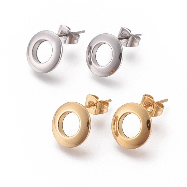 

PandaHall 304 Stainless Steel Stud Earrings, Hypoallergenic Earrings, with Ear Nuts, Ring, Mixed Color, 10.5x2.5mm, Pin: 0.6mm, 6pairs/card...