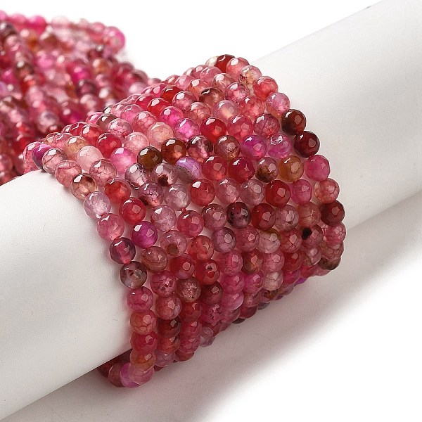 

PandaHall Natural Agate Beads Strands, Dyed & Heated, Faceted Round, Cerise, 4mm, Hole: 0.8mm, about 93pcs/strand, 14.88 inch(37.8cm)..., Red