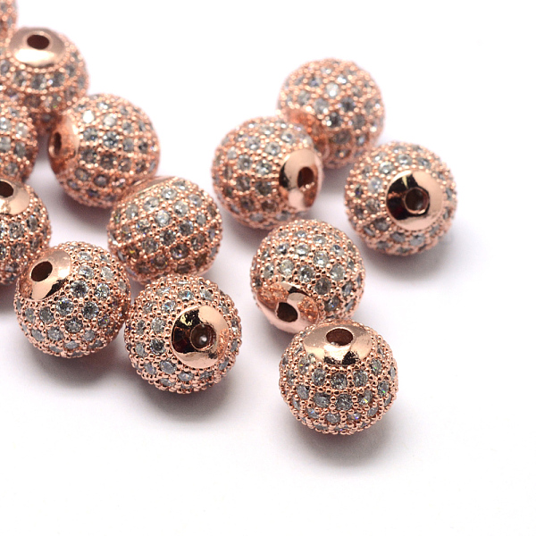 

PandaHall Rack Plating Brass Cubic Zirconia Beads, Long-Lasting Plated, Round, Rose Gold, 9.5~10x9~9.5mm, Hole: 2mm Brass+Cubic Zirconia...