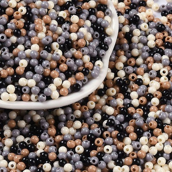 

PandaHall Opaque Acrylic Beads, Round, Coconut Brown, 3mm, Hole: 1mm Acrylic Round