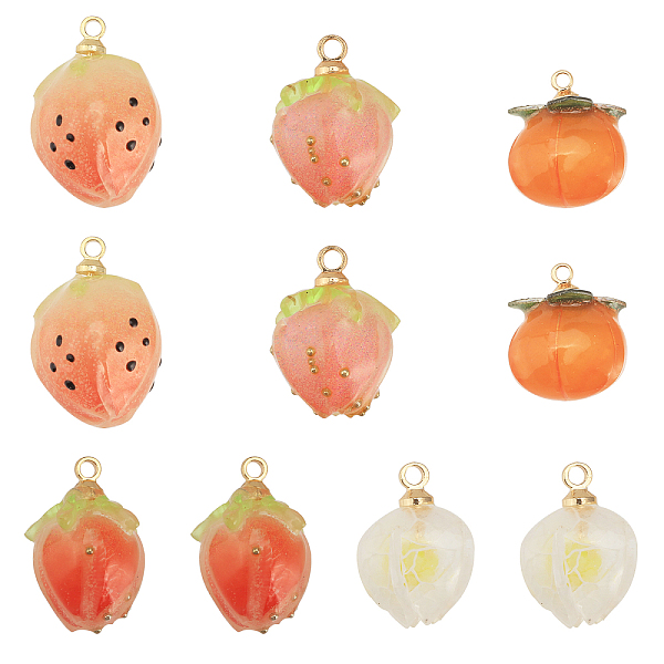 

PandaHall CHGCRAFT 10PCS 5Style Opaque Acrylic Charms, with Alloy Loops, Fruit, Mixed Shapes, 13.3~17x10~12x9.5~12mm, Hole: 1.4~1.5mm...