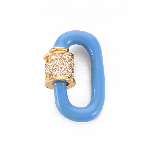 

PandaHall Brass Micro Pave Clear Cubic Zirconia Screw Carabiner Lock Charms, with Enamel, for Necklaces Making, Cadmium Free & Nickel Free &...