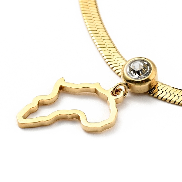

PandaHall Crystal Rhinestone Map Shape Pendant Necklace with Herringbone Chains, Vacuum Plating 304 Stainless Steel Jewelry for Women...