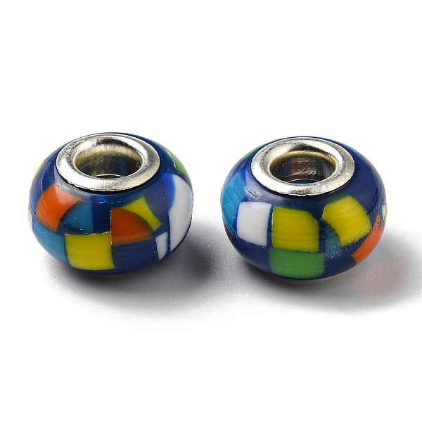 

PandaHall Bohemian Style Resin European Beads, Large Hole Beads, Rondelle, Platinum Color Core, Blue, 14x9.5mm, Hole: 4.8mm Resin Rondelle...