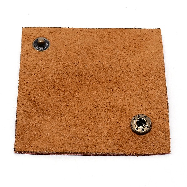 

PandaHall Leather Data Cables Storage Bands, with Alloy Snap Button, Square, Brown, 72x72x5.5mm Leather Brown