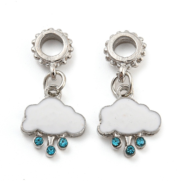 

PandaHall Rack Plating Alloy Enamel Cloud European Dangle Charms, Large Hole Pendants, with Indicolite Rhinestone, Platinum, Cadmium Free &..., White
