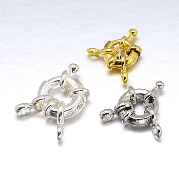 

PandaHall Brass Spring Ring Clasps, Mixed Color, 11x5mm, Tube Bails: 8.5x4.5x1.5mm, Hole: 2mm Brass
