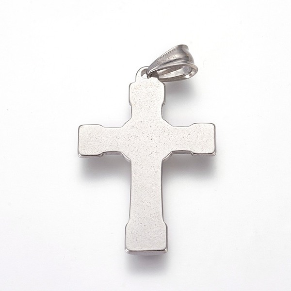 

PandaHall 304 Stainless Steel Pendants, Cross, Stainless Steel Color, 42.5x28.5x4mm, Hole: 5x7.5mm 304 Stainless Steel Cross