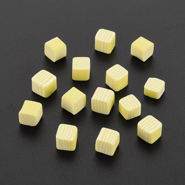 

PandaHall Handmade Polymer Clay Beads, No Hole, Cube, Champagne Yellow, 5~5.5x5~5.5x4~5mm, about 5500pcs/1000g Polymer Clay Cube Yellow