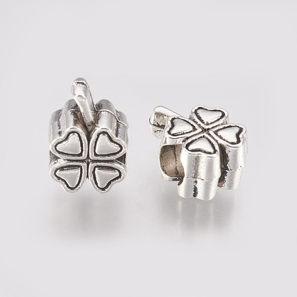 

PandaHall Alloy European Beads, Large Hole Beads, Clover, Antique Silver, 13x9x7mm, Hole: 5mm Alloy Clover