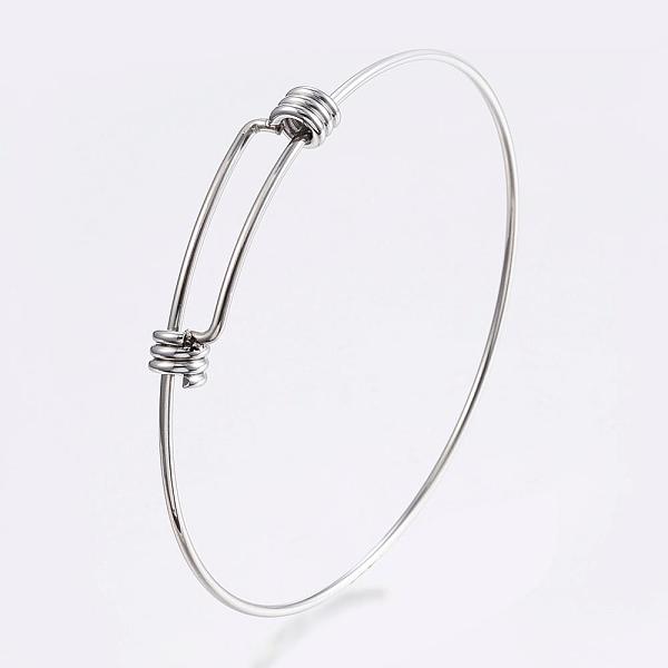 

PandaHall Adjustable 304 Stainless Steel Expandable Bangle Making, Stainless Steel Color, 2-1/4 inchx2-1/2 inch(56x63mm), 1.5mm Stainless...
