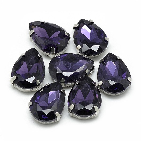 

PandaHall Sew on Rhinestone, Multi-strand Links, Glass Rhinestone, with 201 Stainless Steel Prong Settings, Garments Accessories, Faceted..., Purple