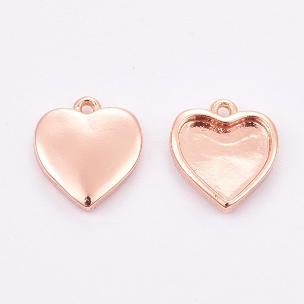 

PandaHall Brass Pendant Cabochon Settings, Plain Edge Bezel Cups, Long-Lasting Plated, Heart, Rose Gold, Tray: 8x9mm, 12x11x2.5mm, Hole: 1mm...