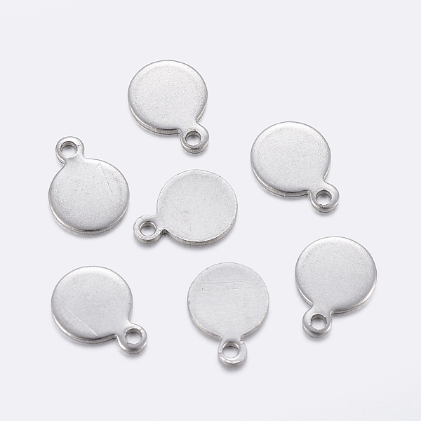 

PandaHall 201 Stainless Steel Charms, Stamping Blank Tag, Flat Round, Stainless Steel Color, 9x7x0.8mm, Hole: 1mm 201 Stainless Steel Flat...