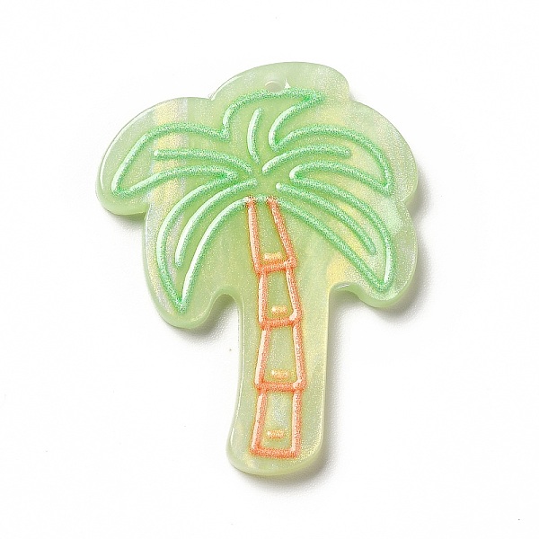 

PandaHall Printed Opaque Acrylic Pendants, Coconut Tree Pattern, 37x28x2.5mm, Hole: 1.5mm Acrylic Tree