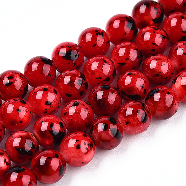 

PandaHall Drawbench Style Dyed Natural Freshwater Shell Beads Strands, AB Color Plated, Dyed, Round, FireBrick, 5mm, Hole: 0.6mm, about..., Red